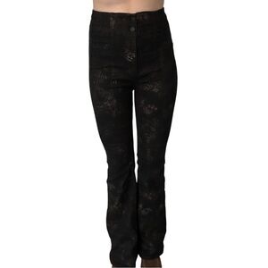 Free People Flare Jeans Pants Black Metallic Grunge Boho Festival Size 28